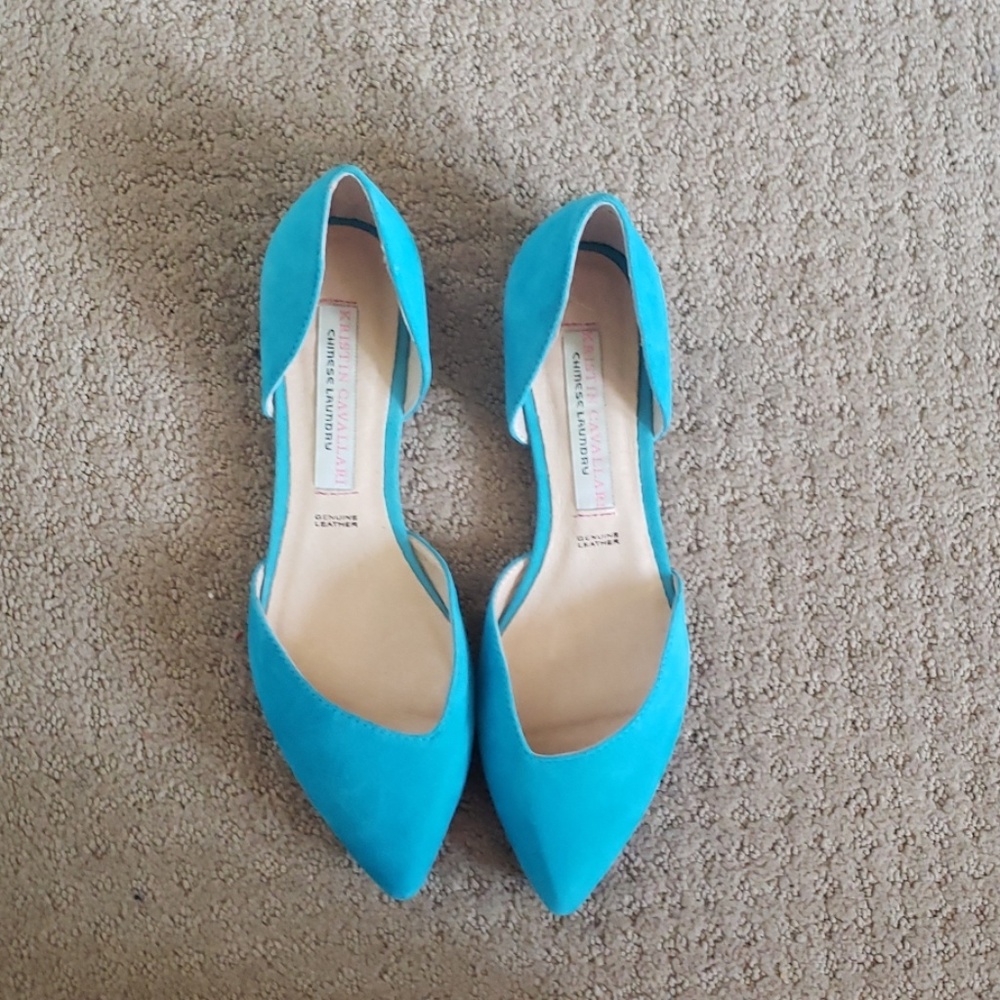 Turquoise suede d`orsay